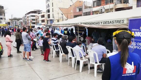 Chimbote: Falta de información generó aglomeraciones en primera jornada de vacunación (Foto: Defensoría del Pueblo)