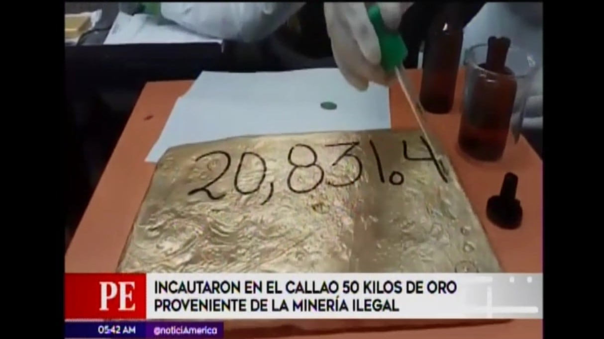 Policía Nacional incautó más de 50 kilos de oro obtenido en la minería ilegal.