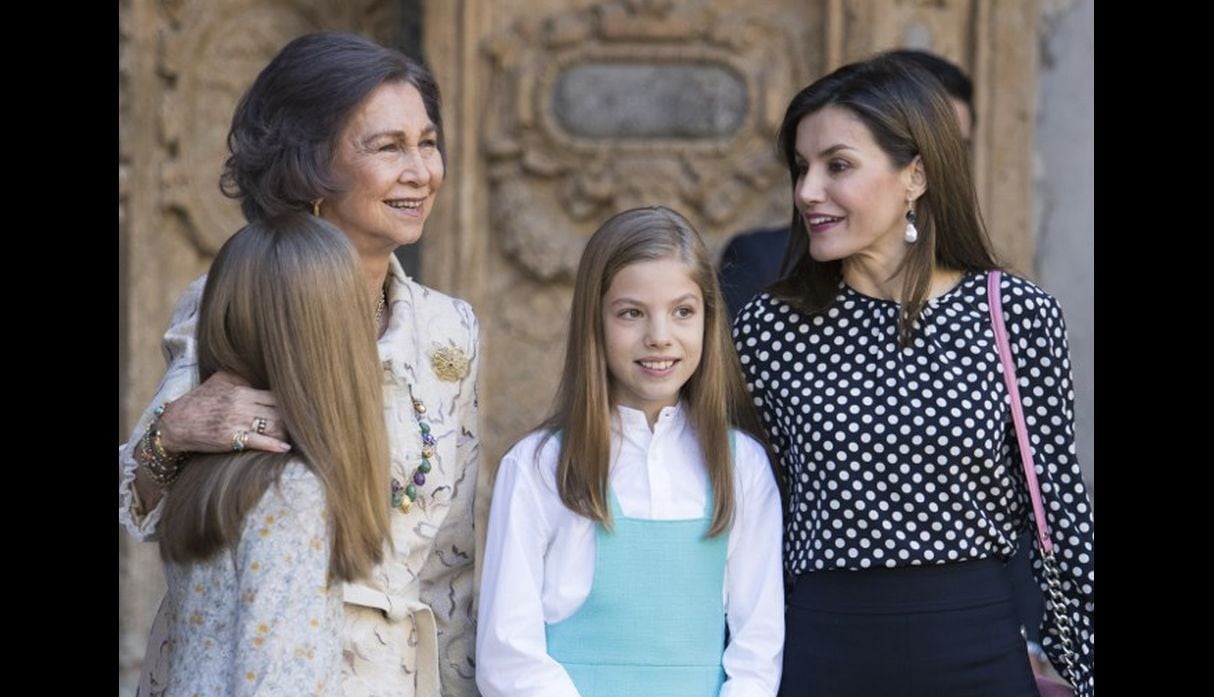 Doña Sofía, sus nietas y la Reina Letizia (Foto: Agencias)