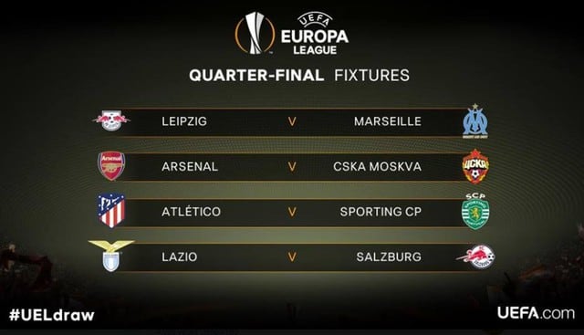 Estos son los partidos de cuartos de final de la Europa League.