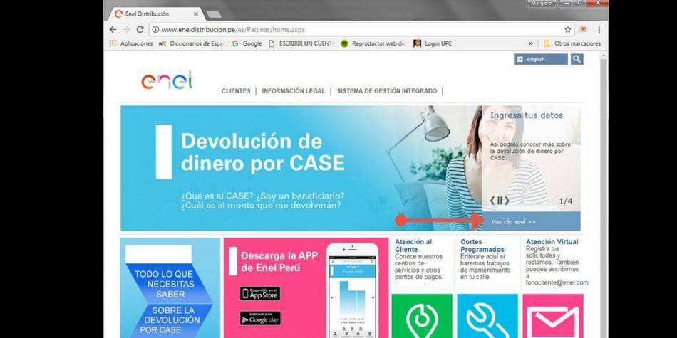 Devolución de dinero por el Gasoducto Sur Peruano: 1.Ingresa a la página web de la empresa eléctrica a la que estás inscrito