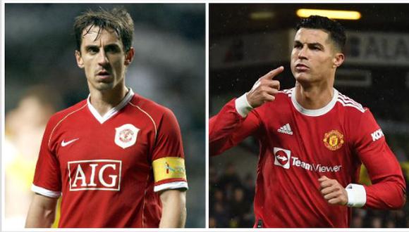 Cristiano Ronaldo y Gary Neville fueron compañeros en Manchester United durante seis temporadas. (Foto: AFP)