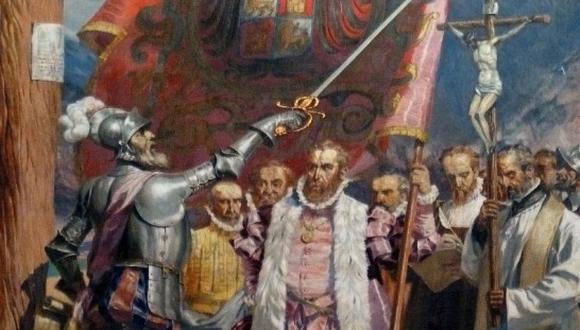 Francisco Pizarro levanta su espada y declara fundada Lima.