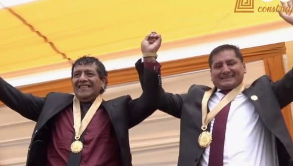 Toño Centella (izquierda) y el nuevo alcalde de Comas, Ulises Villegas (Foto: Municipalidad de Comas / Facebook)