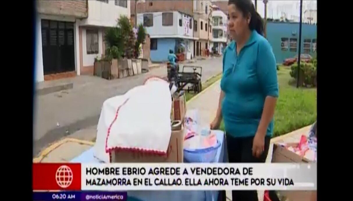 Hombre agredió a vendedora de mazamorra en el Callao. (Foto: Captura América Noticias)