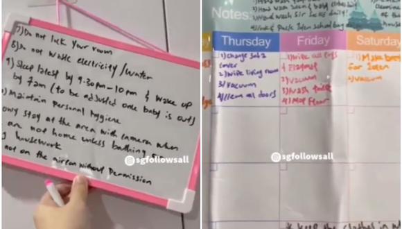 Lista de tareas en Instagram para una trabajadora del hogar se vuelve viral en internet. (Foto: @sgfollowsall / Instagram)
