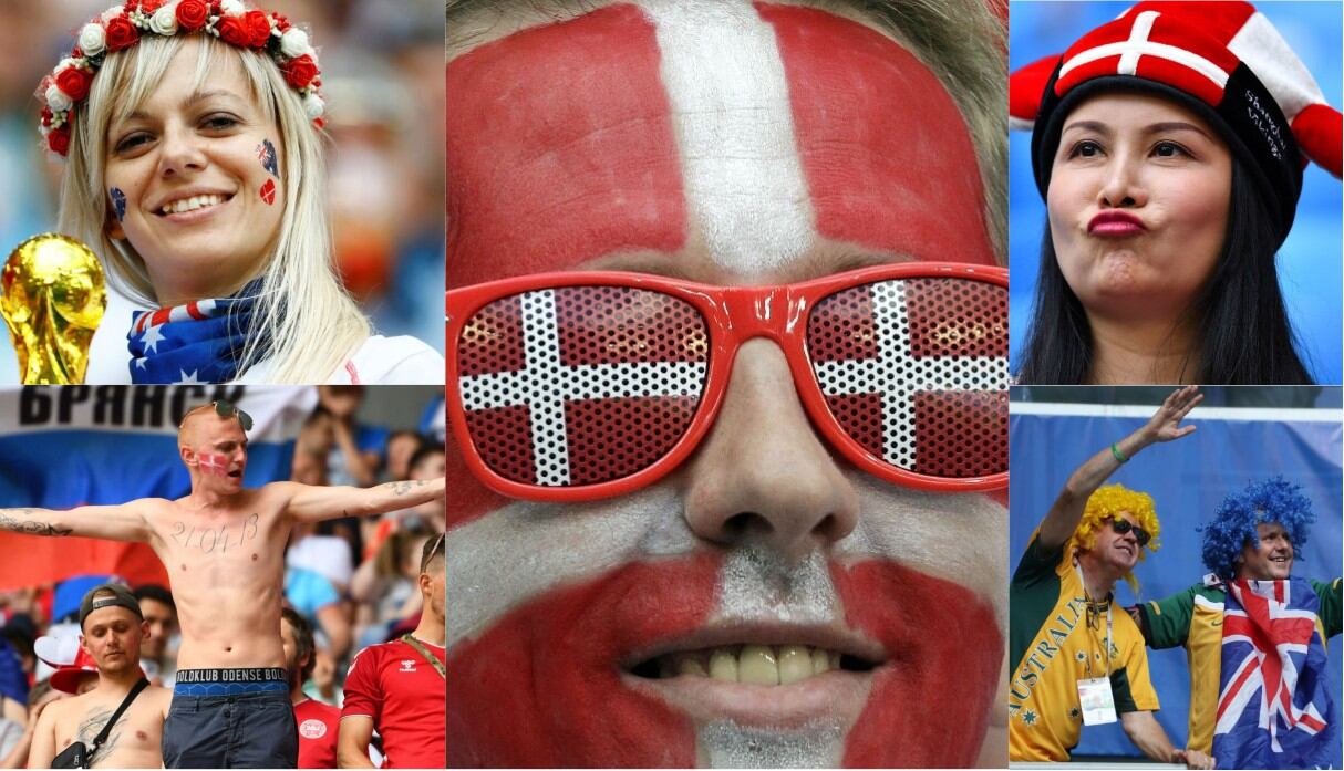 Dinamarca vs Australia: Hinchas pusieron el color y la belleza en las tribunas del Samara Arena [Foto: Agencias]