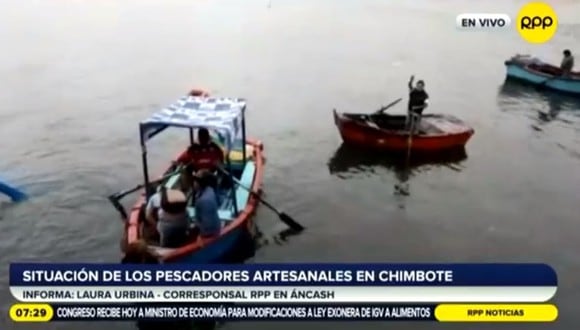 Los pescadores artesanales de Chimbote afirman que no pueden solventar su canasta básica familiar. (Foto: Captura video RPP TV.)