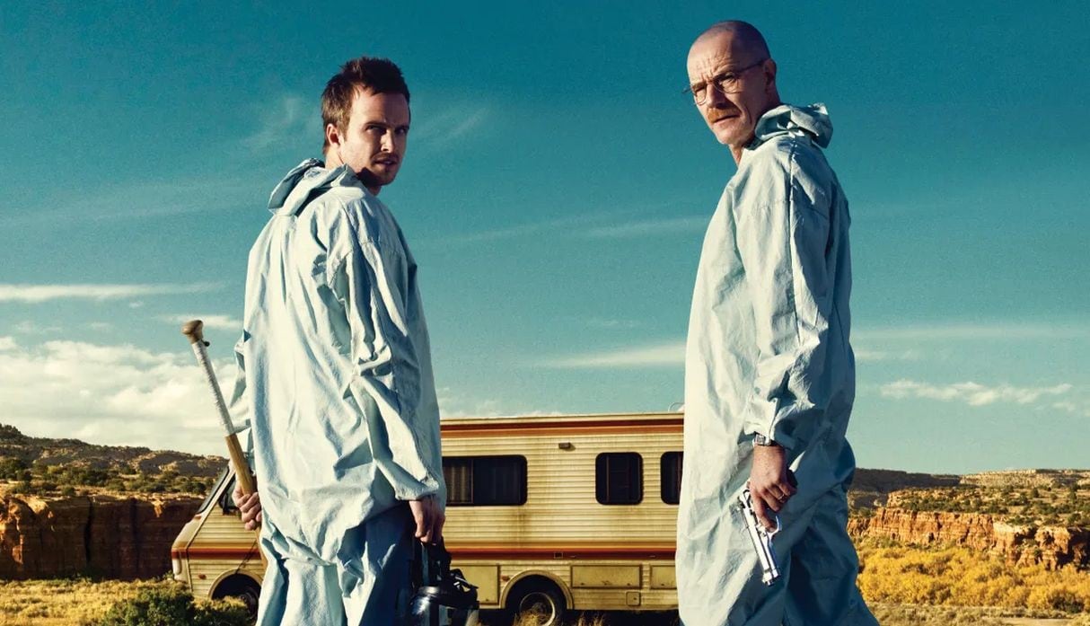 Aaron Paul y Bryan Cranston siguen generando intriga sobre su participación en la película  de "Breaking Bad". (Foto: AMC)
