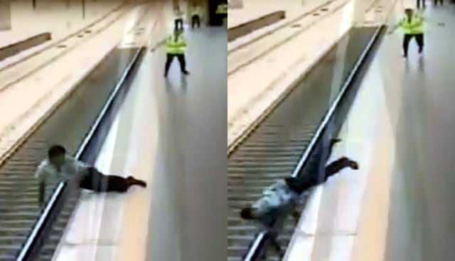 Pánico por hombre que perdió el equilibrio y cayó a los rieles del Metro de Lima. Foto: Captura de pantalla de Canal N