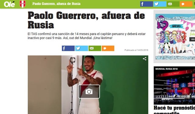 Así fue como la prensa internacional informó el nuevo castigo de Paolo Guerrero
