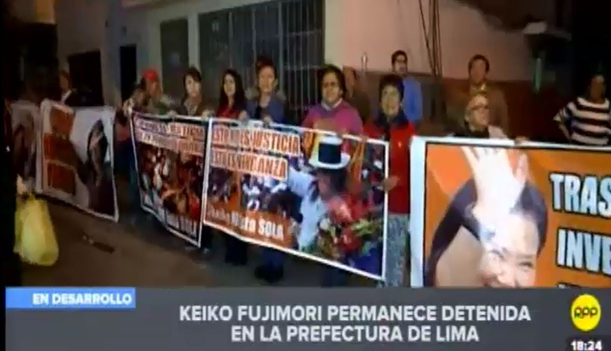 Simpatizantes de Keiko Fujimori se reunieron en la Prefectura de Lima. (Capturas: RPP)
