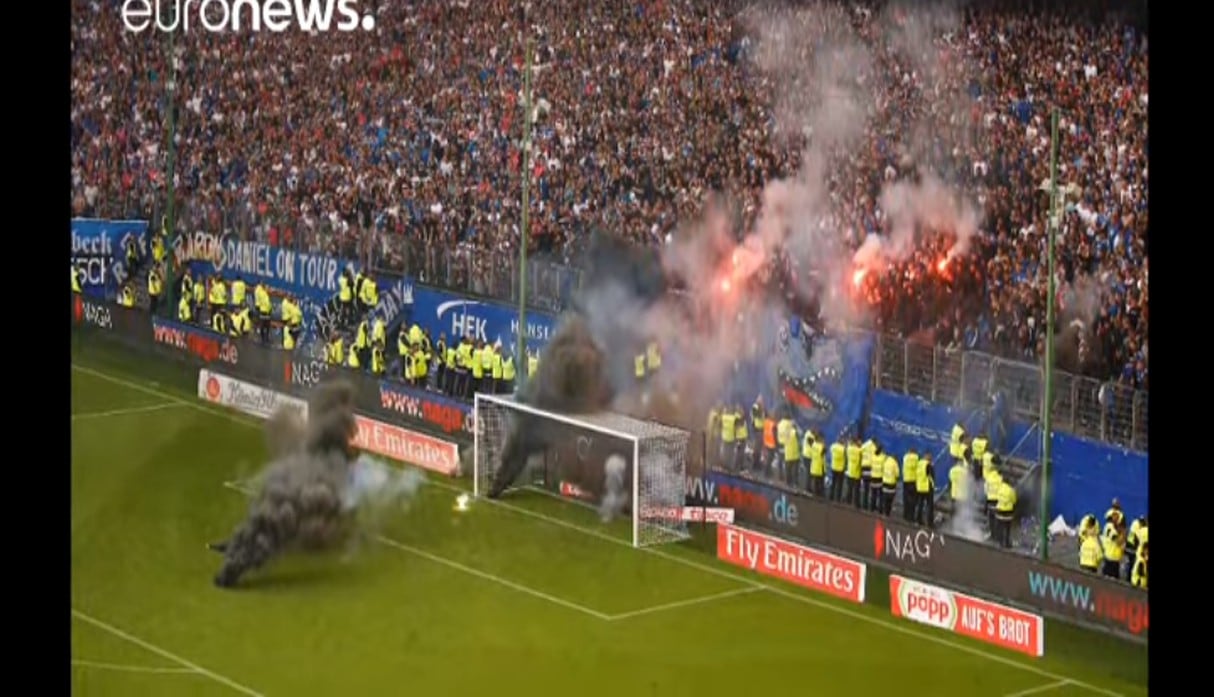 Cientos de hinchas ocasionaron destrozos en el estadio de Hamburgo luego que su equipo perdiera la categoría.