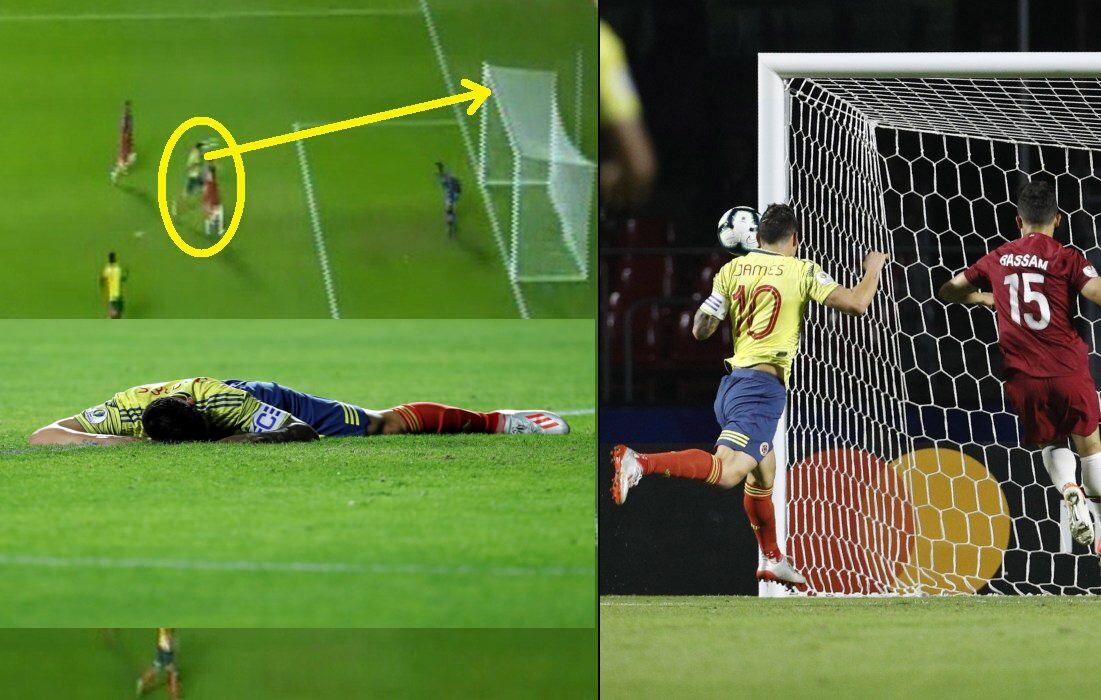 James Rodríguez falló gol en la puerta del arco y terminó aplastado de la frustración en el Colombia-Qatar
