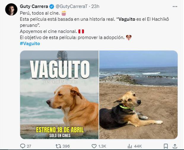 "Vaguito, te esperaré en la orilla': Modelo y actor peruano Guty Carrera y decenas de usuarios de plataforma X piden a público ir a las salas de cine.
