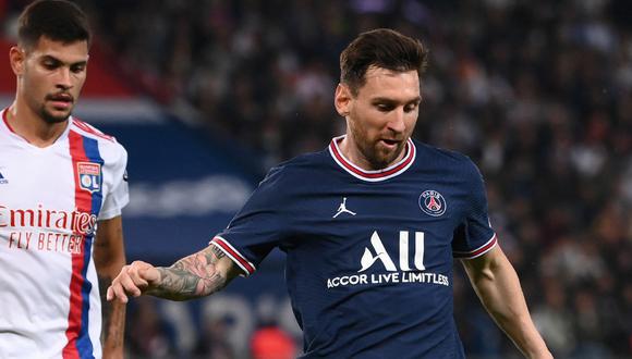 Messi no hizo un gran partido en el PSG 2-1 Lyon. Foto: AFP.