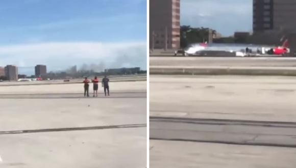 Estados Unidos: avión se incendia al aterrizar en Aeropuerto de Miami. (Foto: Instagram / Captura)