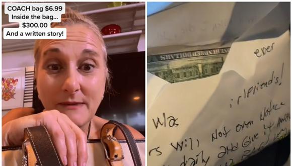 Mujer encontró 300 dólares y una nota en el bolso que compró por 7 dólares. (Foto: @marthainfused / TikTok)