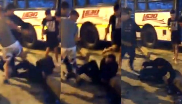Ratero ataca a chofer con cuchillo, bus choca y pasajeros indignados lo bajan a golpes