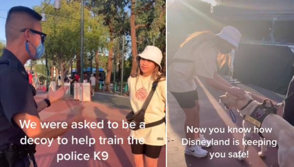 Joven acude a Disneyland y acaba ayudando a entrenar a un perro detector de bombas. El video viral del momento es un éxito en Internet. (Foto: @shorteezyy / TikTok)