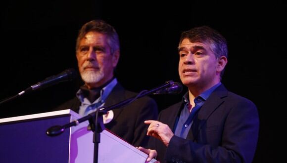 El mandatario Francisco Sagasti y Julio Guzmán, líder y candidato a la presidencia por el Partido Morado. (Foto: Renzo Salazar / GEC)