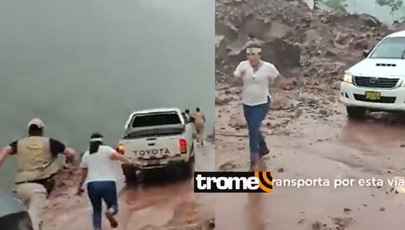 La caída de rocas y el huaico afectaron a congresistas que se trasladaban por Tarapoto. (Twitter: María del Carmen Alva)