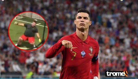 El hombre tuvo que ser auxiliado por sus amigos por imitar a Cristiano Ronaldo. Foto: EFE