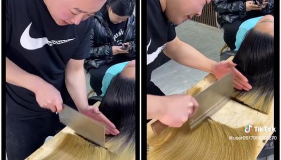 Hombre demostró su talento para cortar cabello. (Foto: @user9917950114270 / TikTok)