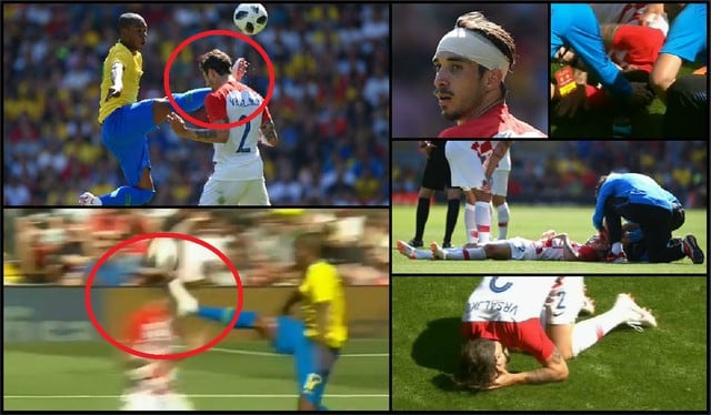 Brasil vs Croacia: Fernandinho y su terrible patada voladora que le rompió la cabeza a rival | FOTOS | VIDEO | Rusia 2018