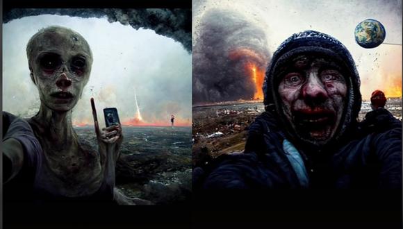 La selfie del fin del mundo, creada con Inteligencia Artificial. (Foto: Captura de video)