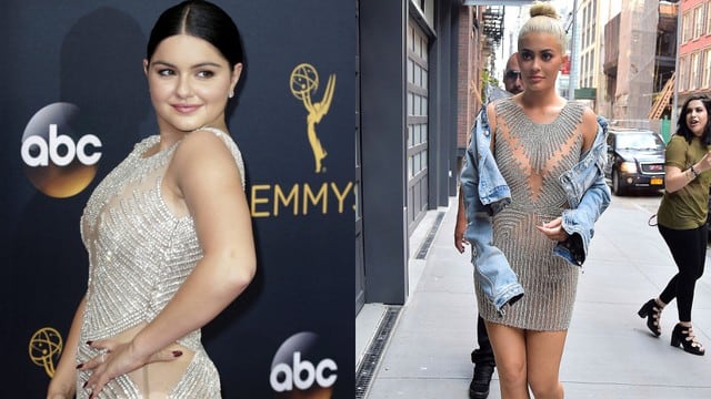 Ariel Winter lució en los Emmys el mismo modelo de vestido que Kylie Jenner usó en el New York Fashion Week. (Fotos: Agencias/Instagram)