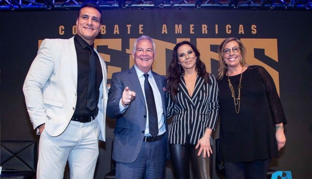 'El Patrón' Alberto del Río junto el CEO de Combate Américas Campbell McLaren y la nueva propietaria de la compañía Kate del Castillo. (Combate Américas)