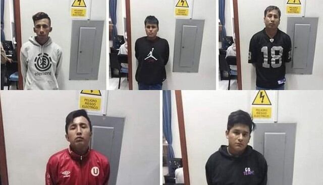 Joan Cabrera Córdova (22), Leonardo Josep Guevara Fernández (21), Jeyson Andrés Rebatta Escate (26), Germán Junior Gutiérrez Gutiérrez (22) e Iván Elvis Melgar Alarcón (28) permanecen detenidos. (GEC)