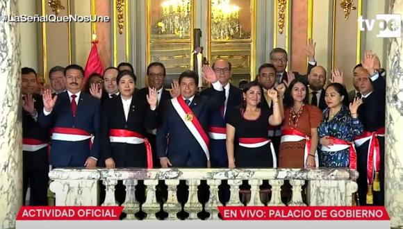El presidente Pedro Castillo tomó juramento a su quinto Gabinete Ministerial. (Foto: Captura TV Perú)