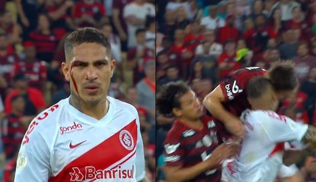 Paolo Guerrero: Le rompen la cara, reclama como loco y lo expulsan en el Internacional vs Flamengo