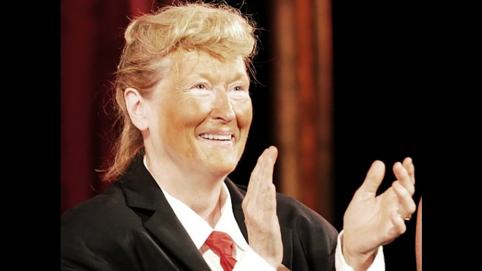 La actriz estadounidense Meryl Streep se disfrazó y burló de Donald Trump durante evento realizado en el Teatro Público de Nueva York. (Foto: Getty Images)