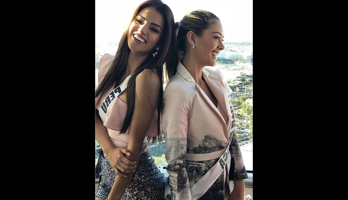 Miss Perú posó con Miss Sudáfrica un día antes de que Demi-Leigh Nel-Peters sea coronada como Miss Universo