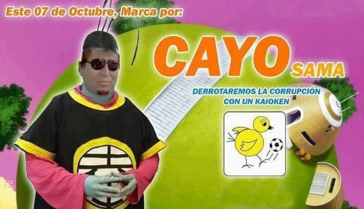 Antonio Cayo se comparó con 'Kaiosama' para publicitar su campaña. (Fotos: Facebook)
