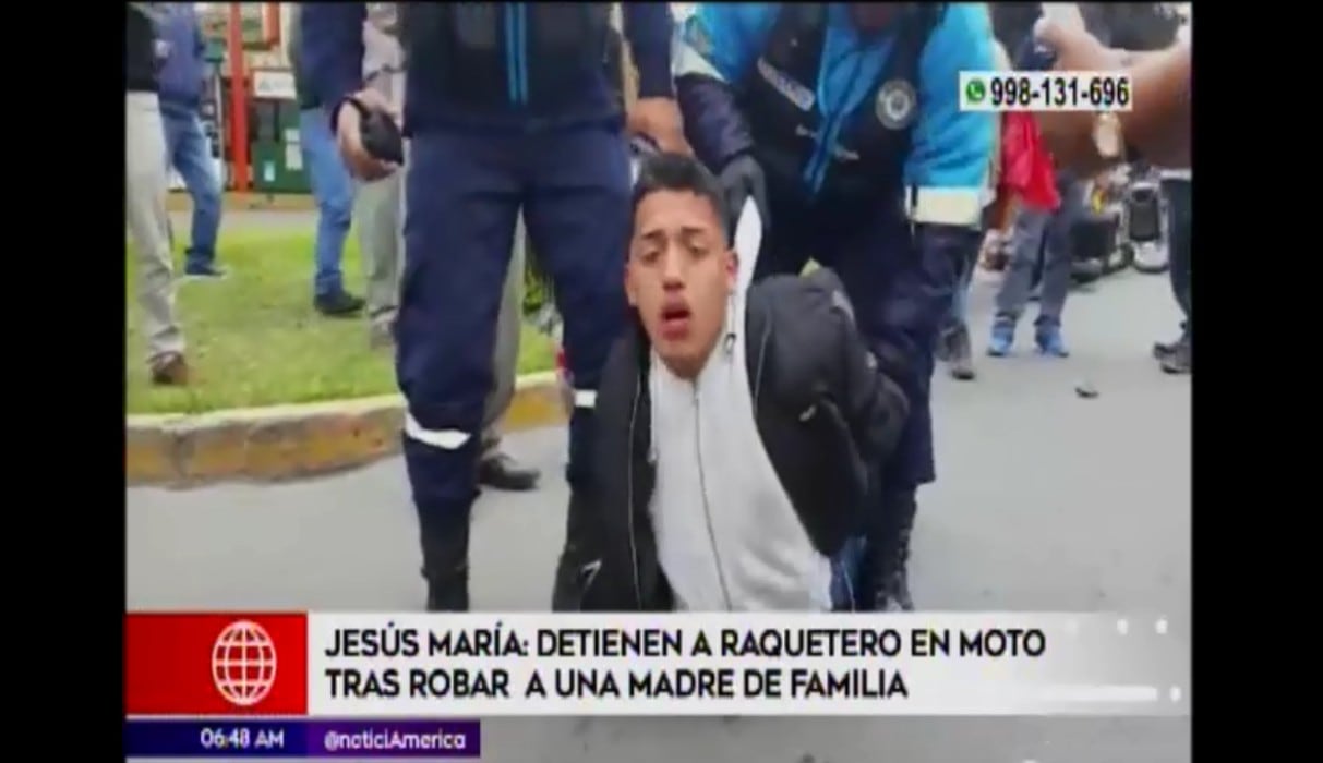 Carlos Silva Reyes (18) fue capturado en el cruce de las avenidas Junín y Huáscar. (Foto: Captura de video / América Televisión)