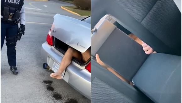 Un hombre desnudo pasó tres días en el maletero del auto de una mujer. (Foto: @bethanycoker)