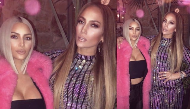 Jennifer Lopez y Kim Kardashian se reunieron por Navidad. Fotos: Instagram/Snapchat