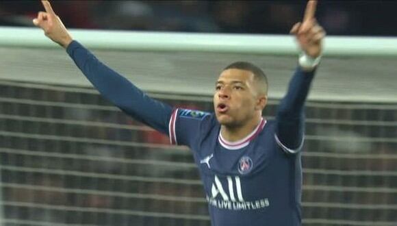 Mbappé marcó el 3-1 del PSG vs. Lorient. (Foto: Captura de ESPN)