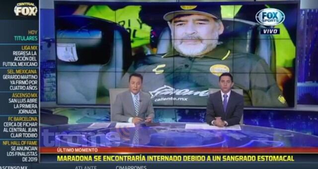 Diego Maradona fue internado de emergencia en clínica de Argentina