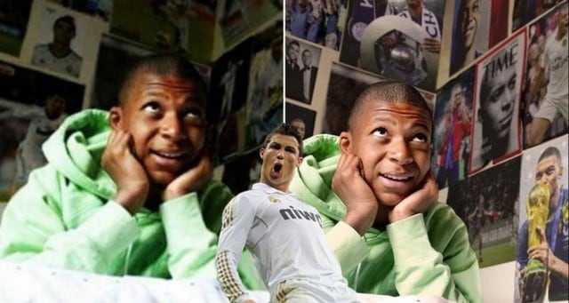 Esto hizo Kylian Mbappé con los poster de Cristiano Ronaldo.