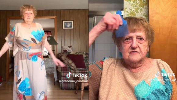 Anciana nonagenaria que arrasa enseñando cómo se prepara para su primera cita en 25 años. (TikTok: @grandma_droniak)