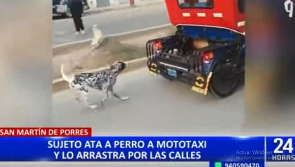 Sujeto ata a un perro a su mototaxi y lo arrastra por las calles de San Martín de Porres. (Foto: 24 Horas)