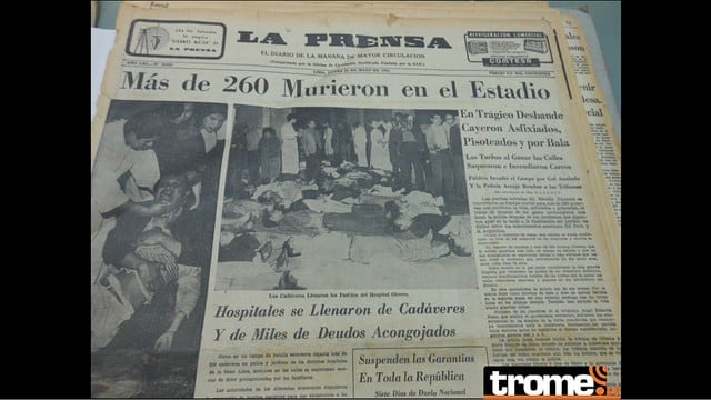 Estadio Nacional: la tragedia que dejó más de 300 muertos, 52 años después. La portada del diario La Prensa.