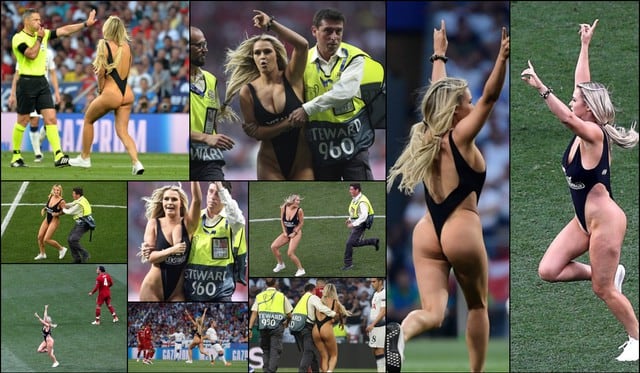 Liverpool vs Tottenham: Bella YouTuber invade cancha casi desnuda en la final de Champions
