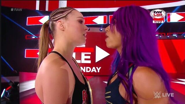 Se vienen una gran lucha entre Ronda Rousey y Sasha Banks en WWE Royal Rumble (Captura Fox Sports 2)