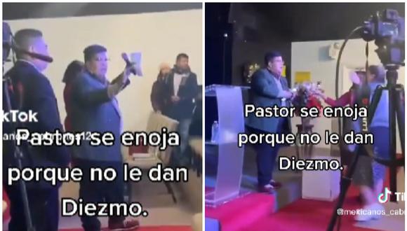 Pastor no recibe diezmo y se enoja con personas. (Foto: @mexicanos_cabrones12 / TikTok)
